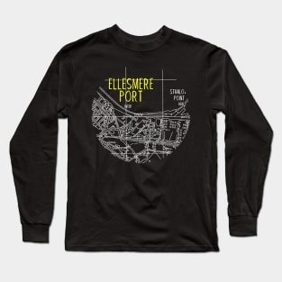 Ellesmere Port Map (White & Yellow) Long Sleeve T-Shirt